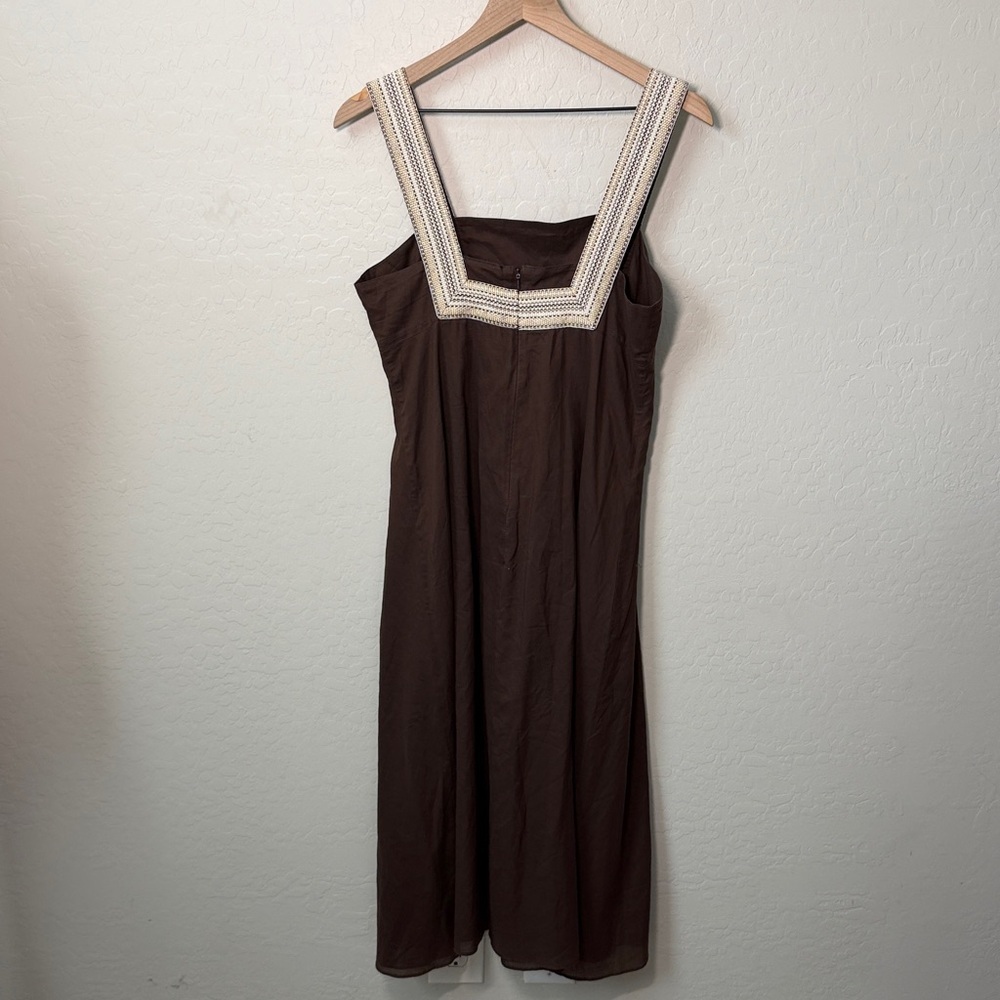 Tory Burch 100% Cotton Virginia Dress in Coconut Brown Size 8 - Picture 4 of 4